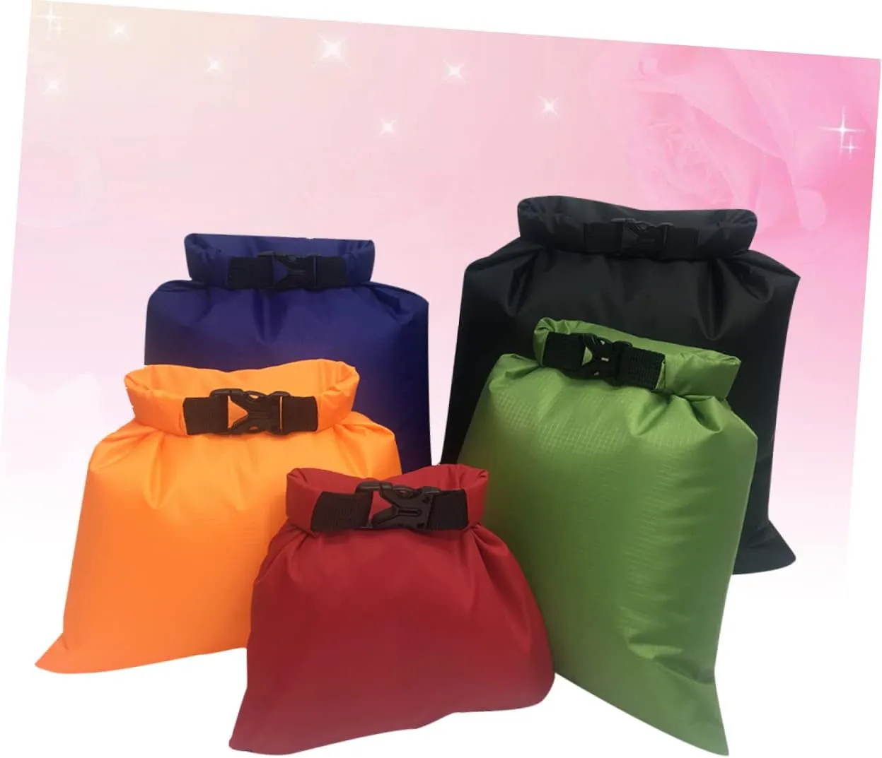 Sosoport Kayak Dry Bag Waterproof 5 Pcs Waterproof Bag for Boating Canoeing Camping Watertight Seal Closure Random Color