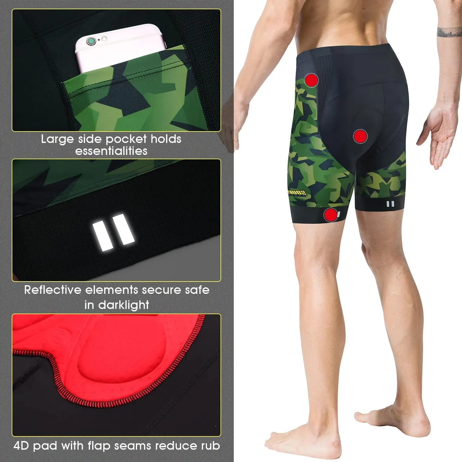 Souke Sports Padded Bike Shorts for Men Cycling Bicycle Shorts Comfortable Road Biking Pants