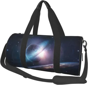 Space Planet Printed Sports Gym Bag for Men Women Foldable Duffel Bag Carry On Weekender Bag for Travel Sports