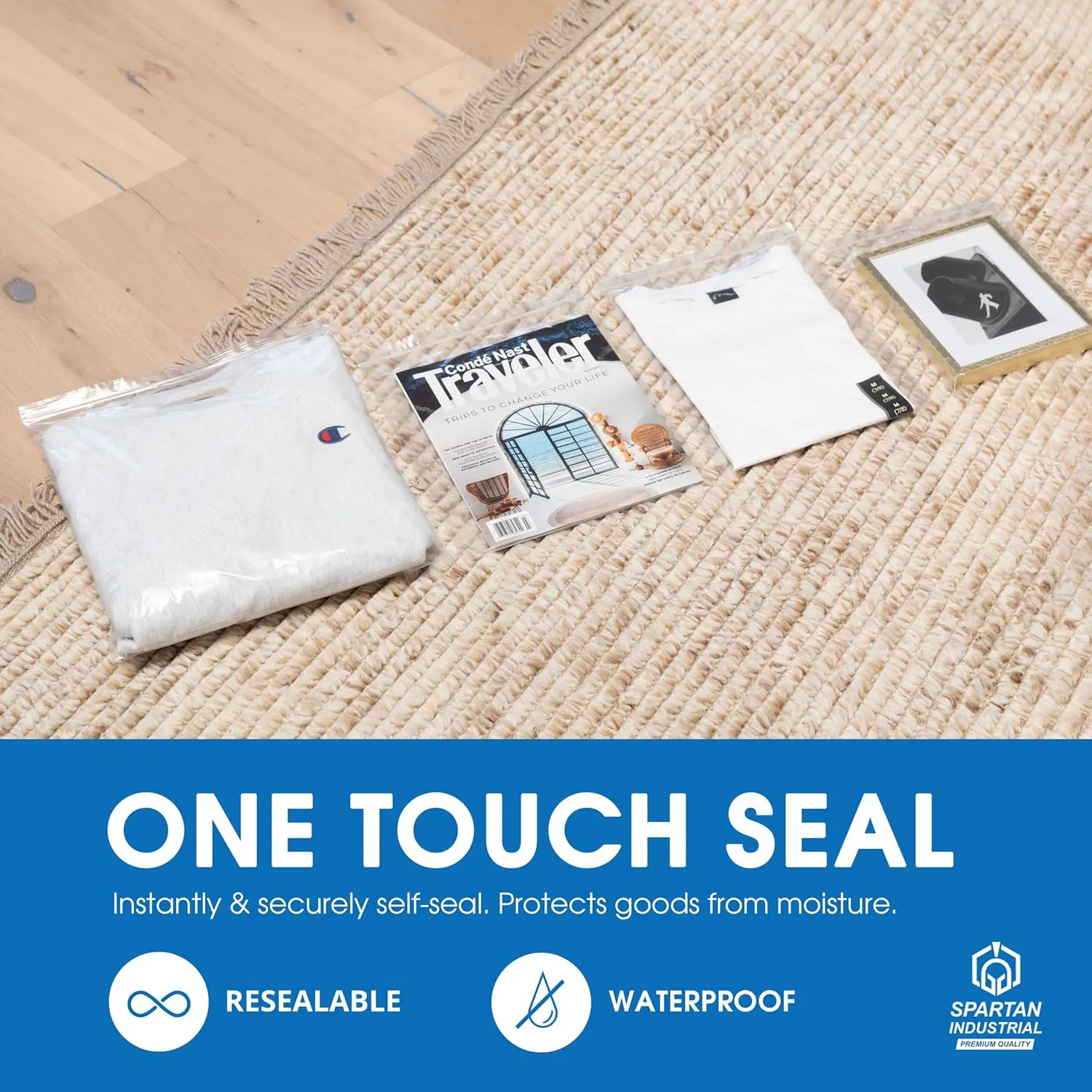 Spartan Industrial - 12" X 15" (100 Count) 2 Mil Clear Reclosable Zip Plastic Poly Bags with Resealable Lock Seal Zipper