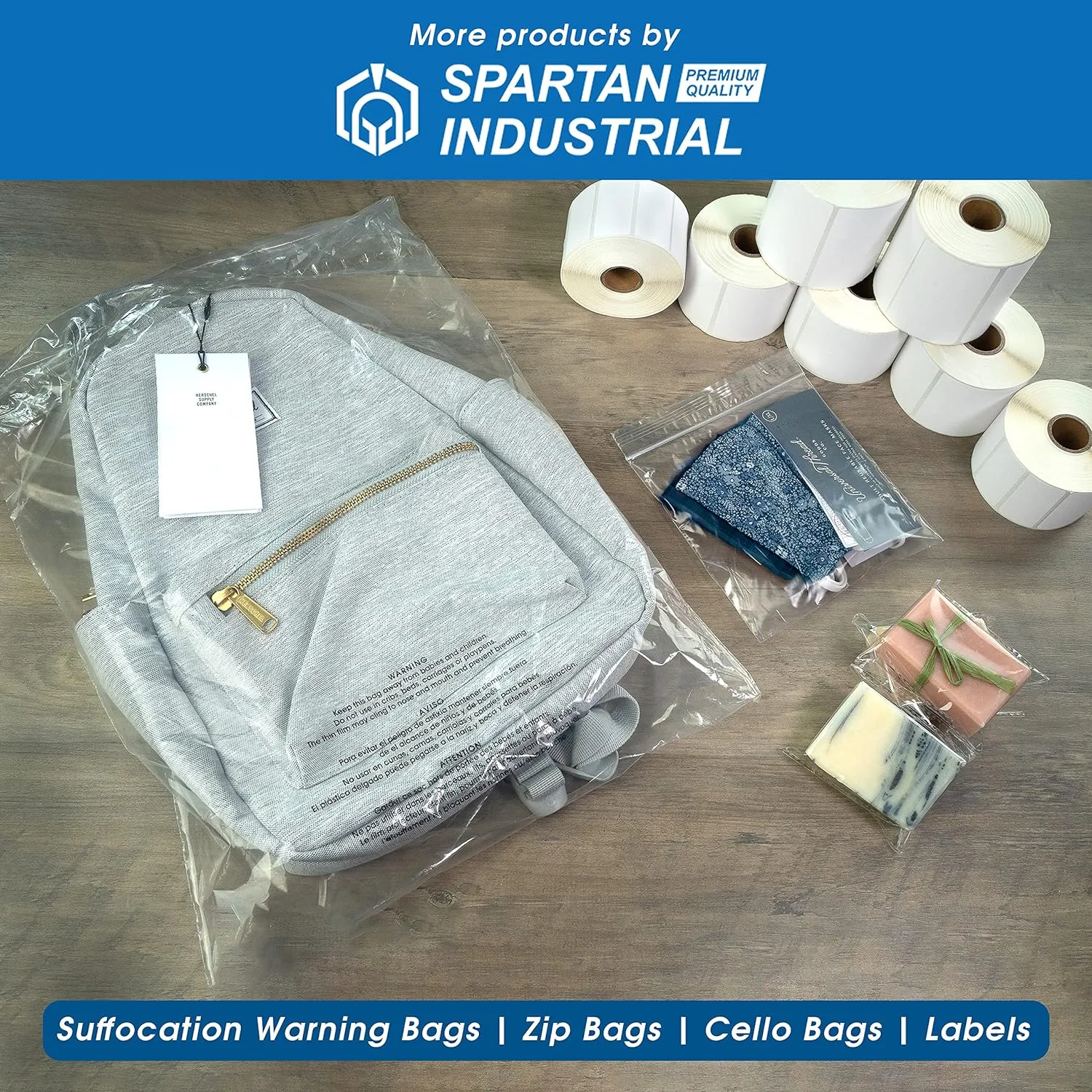 Spartan Industrial - 12" X 15" (100 Count) 2 Mil Clear Reclosable Zip Plastic Poly Bags with Resealable Lock Seal Zipper