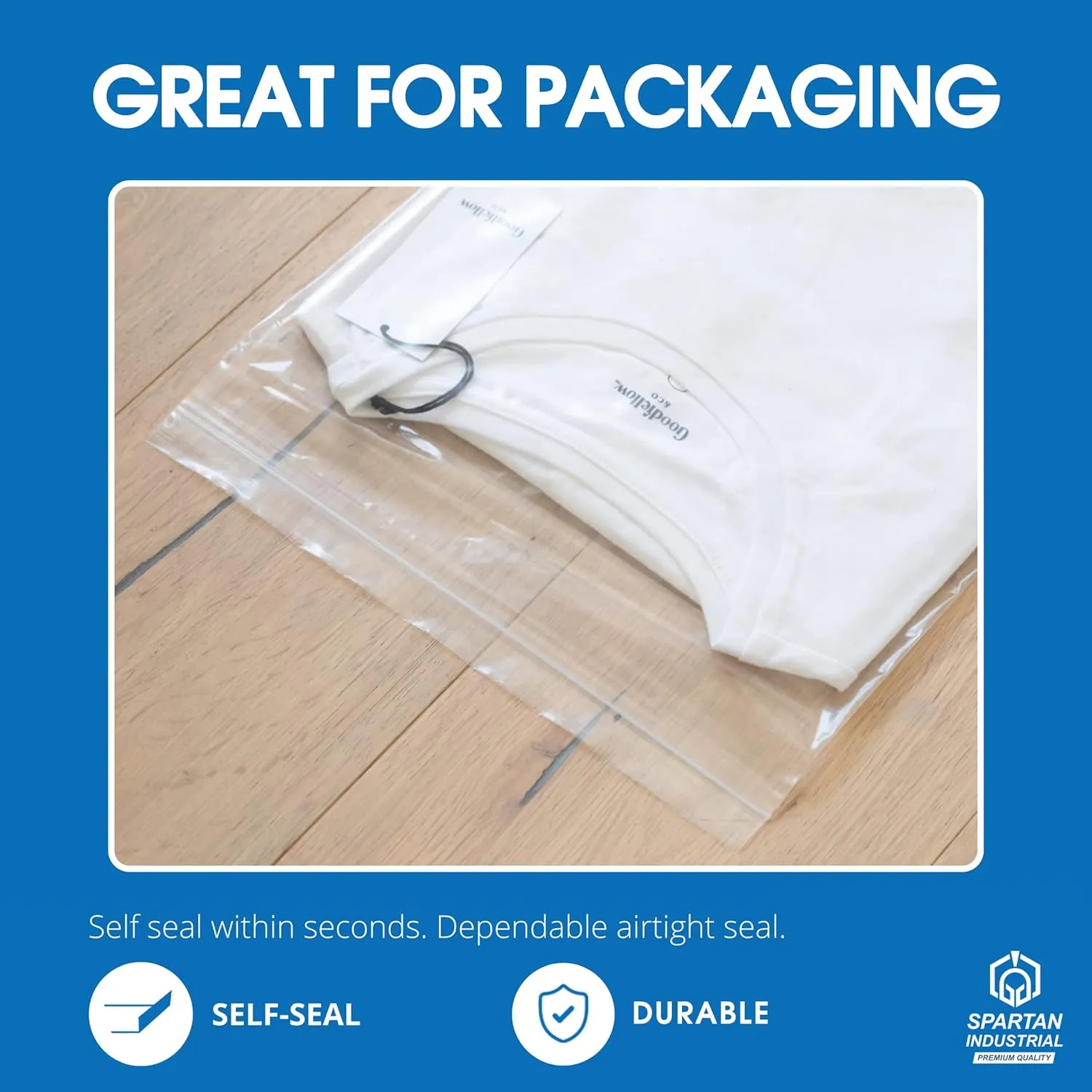 Spartan Industrial - 12" X 15" (100 Count) 2 Mil Clear Reclosable Zip Plastic Poly Bags with Resealable Lock Seal Zipper