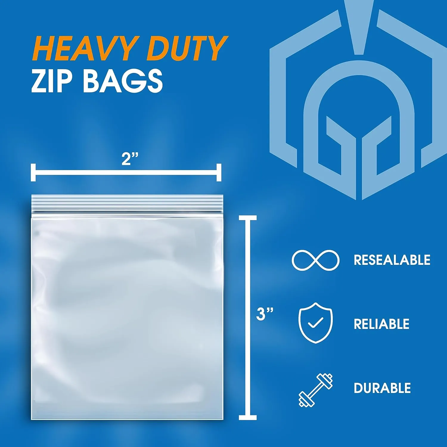 Spartan Industrial - 2” X 3” (1000 Count) 4 Mil Thick Clear Reclosable Zip Plastic Poly Bags with Resealable Lock Seal Zipper - Heavy Duty and Durable