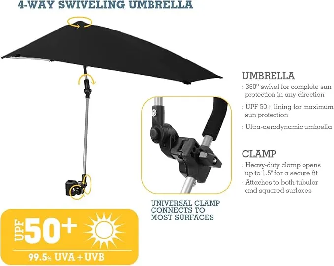 Sport-Brella Versa-Brella SPF 50  Adjustable Umbrella with Universal Clamp