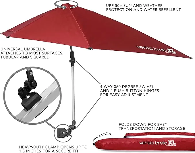 Sport-Brella Versa-Brella SPF 50  Adjustable Umbrella with Universal Clamp