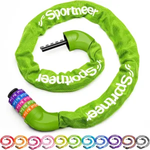 Sportneer Bike Lock: 5 Digit Combination High Security Anti Theft Bike Chain Lock - 3.2/3.6/4ft Heavy Duty Keyless Bicycle Lock for Bike, Motorcycle, Scooter, Door & Gate - 4/6mm Thick, Easy to Use