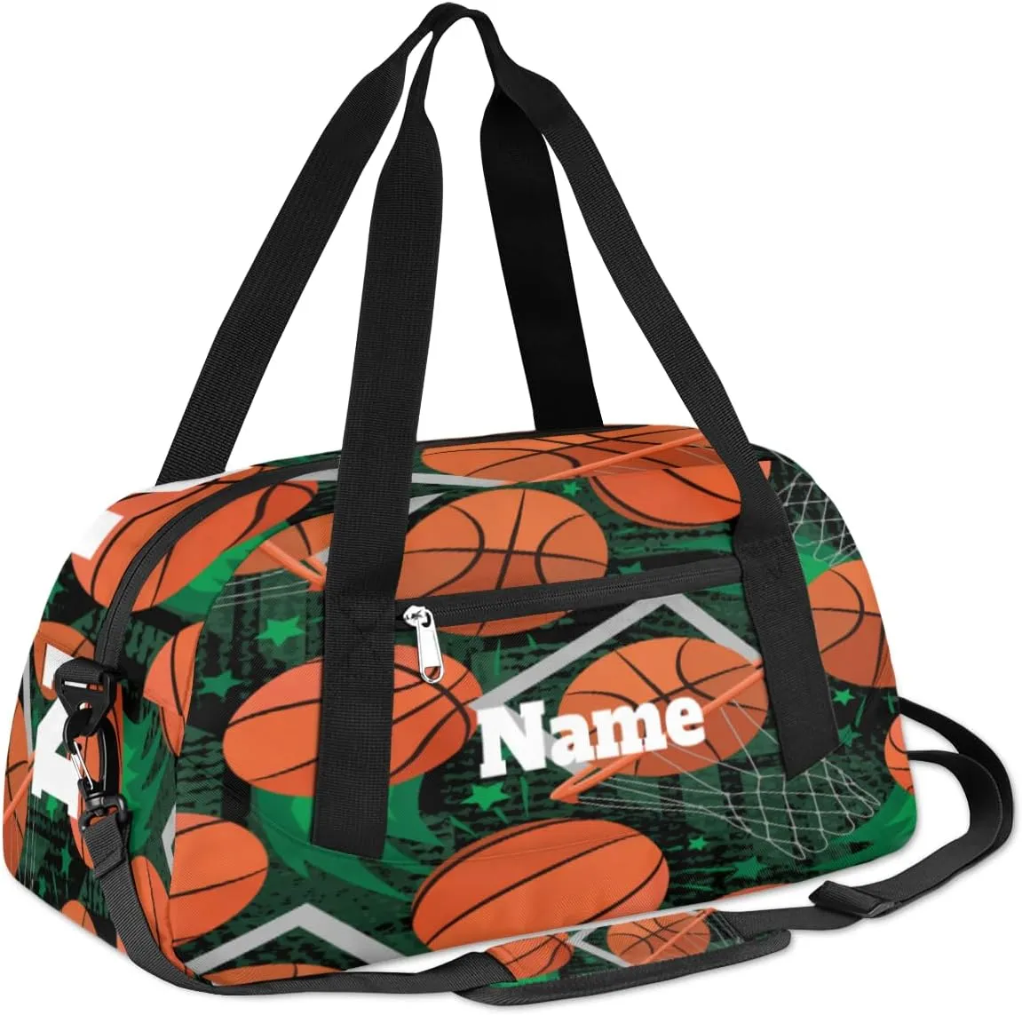 Sports Basketball Shoot Box Pattern Custom Name Kids Duffel Bags Personalized Customized Gifts Sports Gym Bag Girls Dance Bag Overnight Weekender Sleepover Carry On Travel Tote Bag for Boys Girls