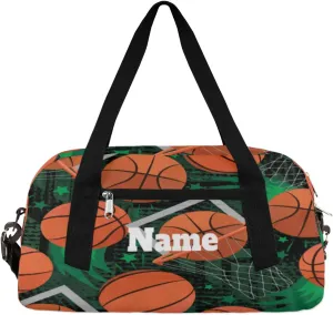 Sports Basketball Shoot Box Pattern Custom Name Kids Duffel Bags Personalized Customized Gifts Sports Gym Bag Girls Dance Bag Overnight Weekender Sleepover Carry On Travel Tote Bag for Boys Girls