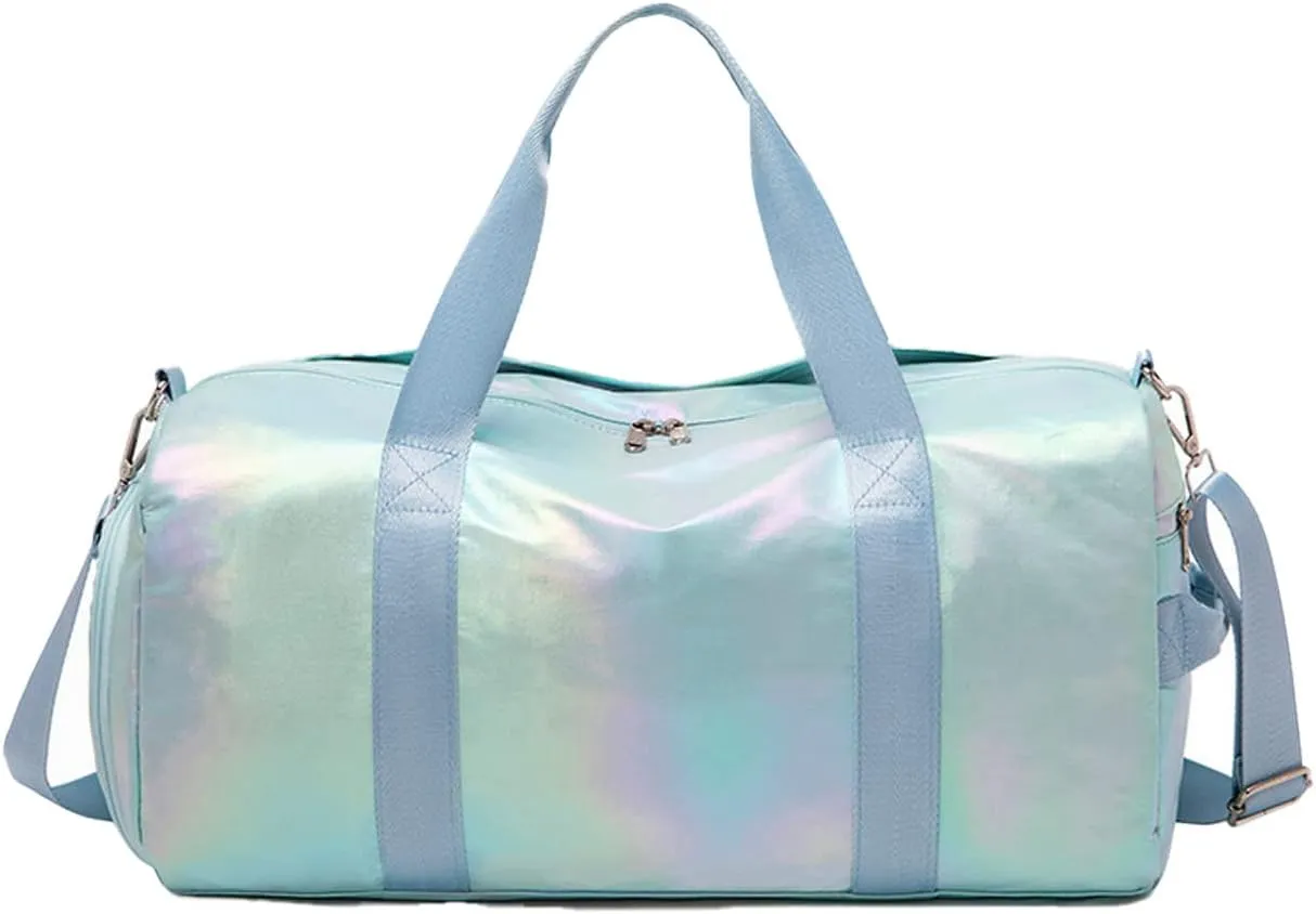Sports Gym Bag Dance Bag Carry On Weekender Bag for Girls Teen Women, Waterproof Travel Duffle bag with Wet Pocket and Shoe Compartment (Bag Only, GardientGreen)
