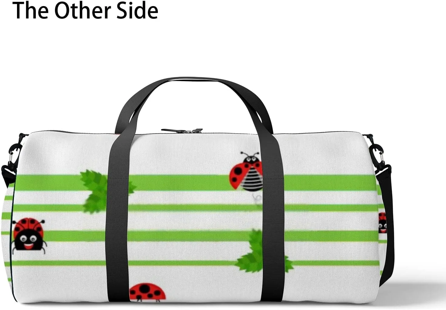 Sports Gym Bag for Women and Men Waterproof Bright Ladybird Pattern Red Black Duffel Bag Lightweight Carryon Traveling Boarding Gripsack