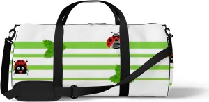 Sports Gym Bag for Women and Men Waterproof Bright Ladybird Pattern Red Black Duffel Bag Lightweight Carryon Traveling Boarding Gripsack