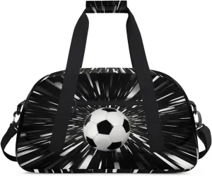Sports Soccer Duffel Bag, Sport Gym Bag Large Compartment Cheerleaders Dance Bag Weekender Bags Travel Training Bag for Men, Abstract Black Background Black White