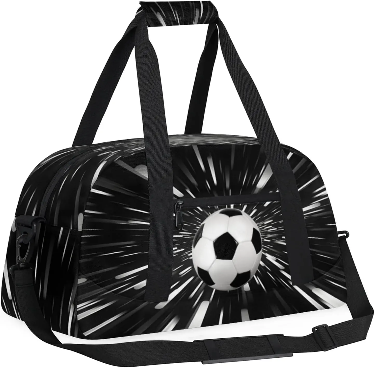 Sports Soccer Duffel Bag, Sport Gym Bag Large Compartment Cheerleaders Dance Bag Weekender Bags Travel Training Bag for Men, Abstract Black Background Black White