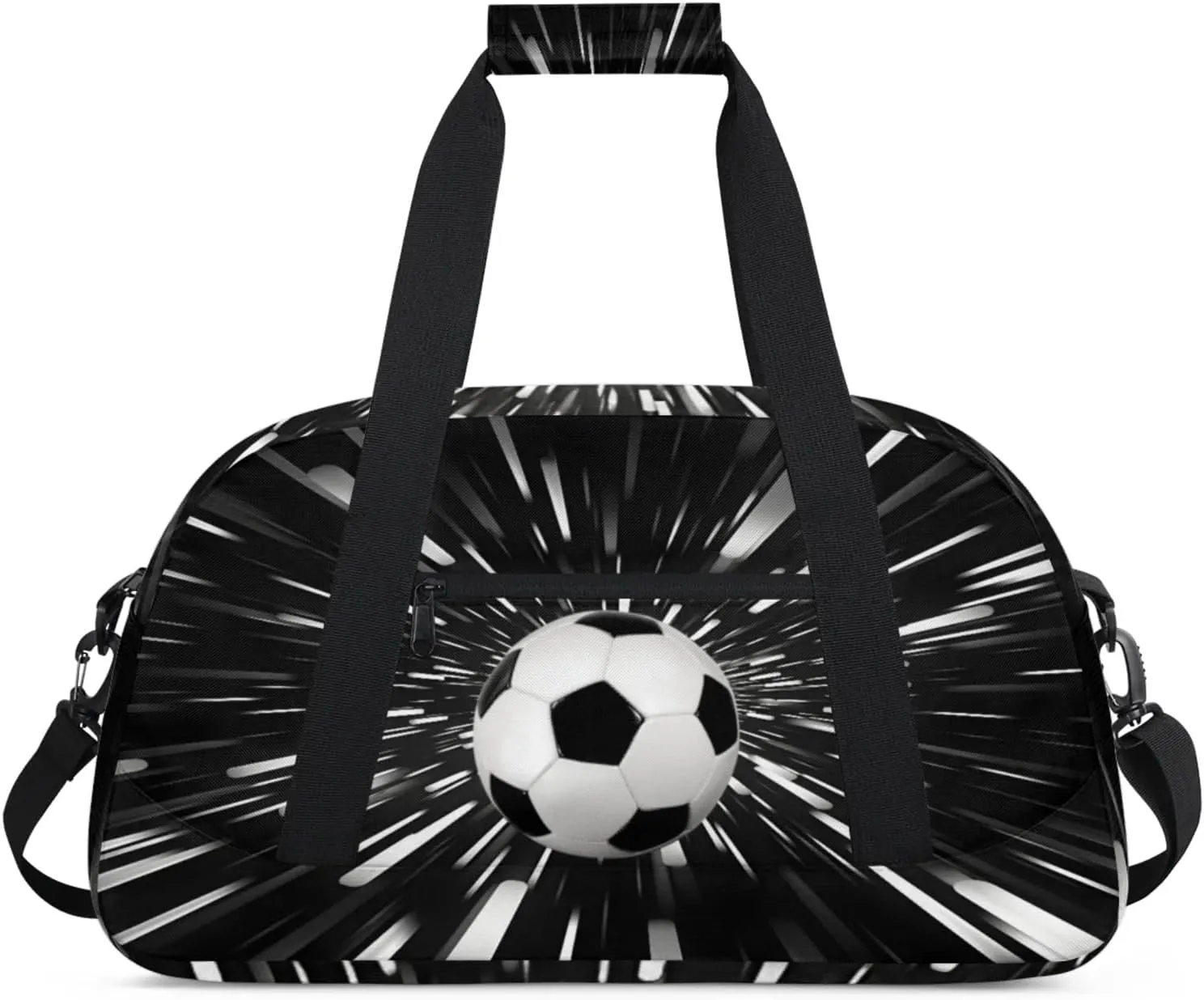 Sports Soccer Duffel Bag, Sport Gym Bag Large Compartment Cheerleaders Dance Bag Weekender Bags Travel Training Bag for Men, Abstract Black Background Black White