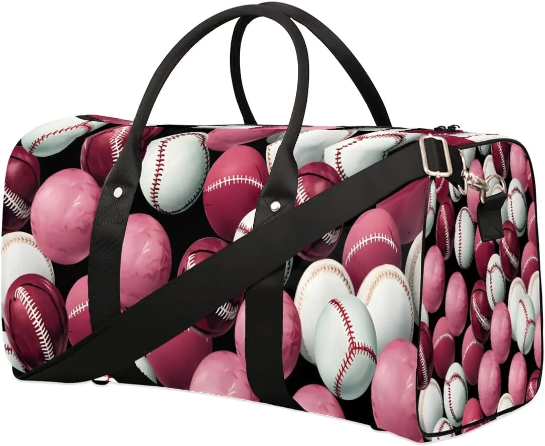 Sprot Baseball Travel Duffel Bag for Women Men Waterproof Foldable Overnight Weekender Bag Large Capacity Sports Gym Bag