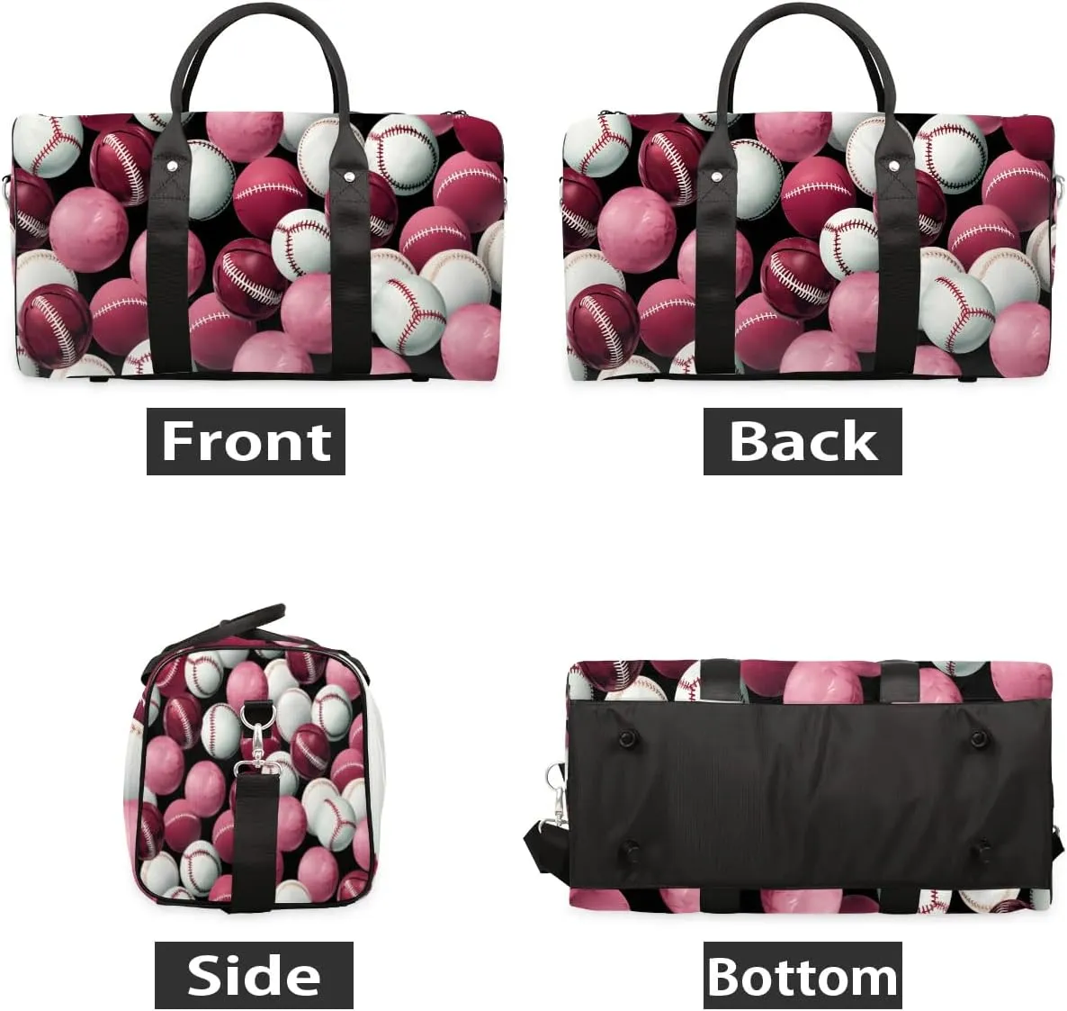 Sprot Baseball Travel Duffel Bag for Women Men Waterproof Foldable Overnight Weekender Bag Large Capacity Sports Gym Bag