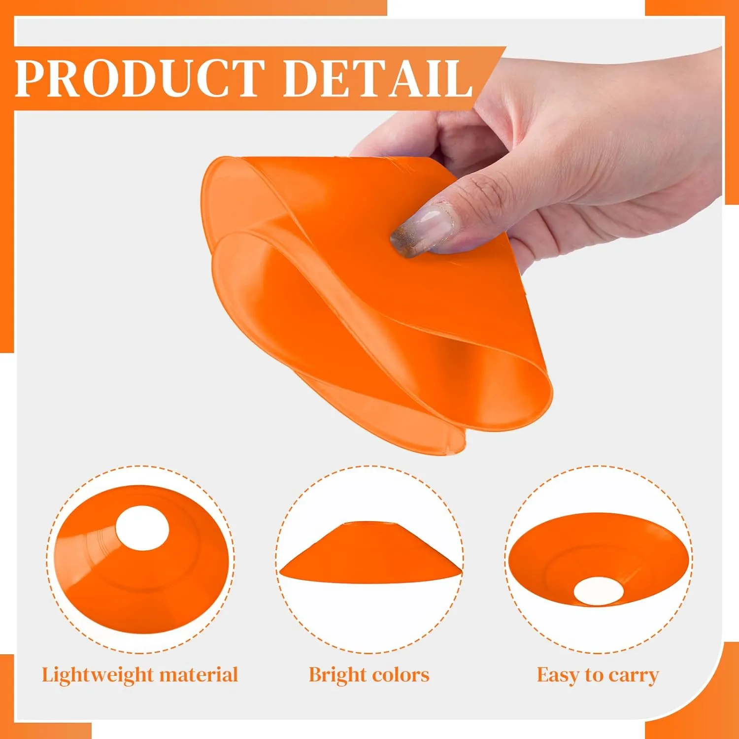 Sratte 200 Pcs Soccer Cones with Strap and Mesh Bag Agility Disc Cones Soccer Training Cones Disc Sports Cones for Drills Challenge Football Basketball Skating Kids Games Outdoor Indoor