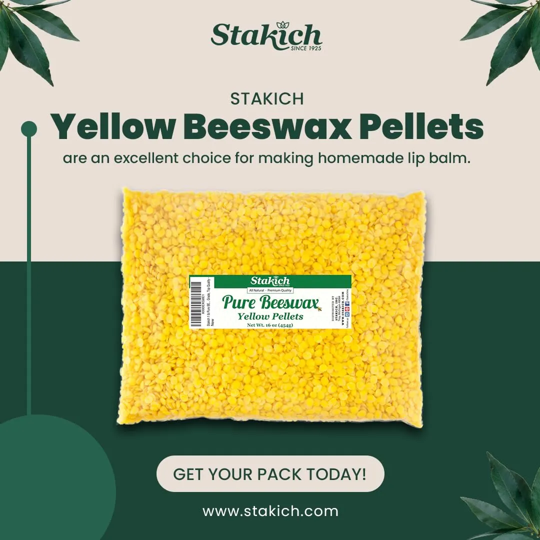 Stakich Pure Yellow Beeswax Pellets - 100% Natural, Cosmetic Grade, Premium Quality - (10 lb (in 1 lb Bags))