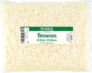 Stakich White Beeswax Pellets - Natural, Cosmetic Grade - 5 Pound (in 1 Pound Bags)