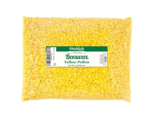 Stakich Yellow Beeswax Pellets - Natural, Cosmetic Grade - 5 Pound (in 1 Pound Bags)
