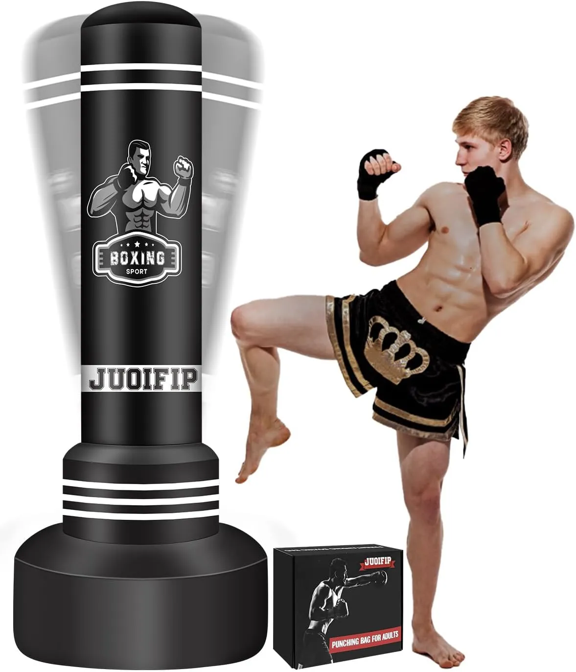 Standing Punching Bag for Adults, 70" Kick Boxing Bag with Stand, Men Kickboxing Bag Inflatable Punching Bag Boxing Training Equipment for MMA Muay Thai Fitness Karate