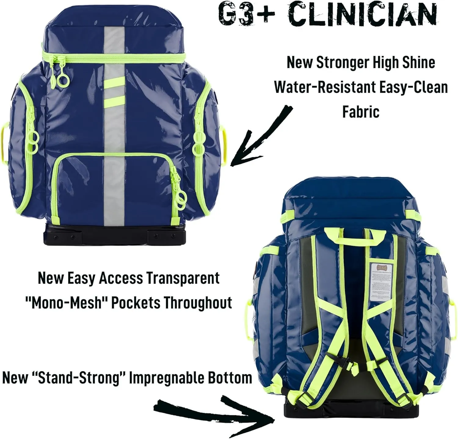 Statpacks New G3  Clinician, Blue EMT Jump Bag for Medics, Pack, Ergonomic, Lightweight BLS ALS Trauma Bag for EMS, Police, Firefighters