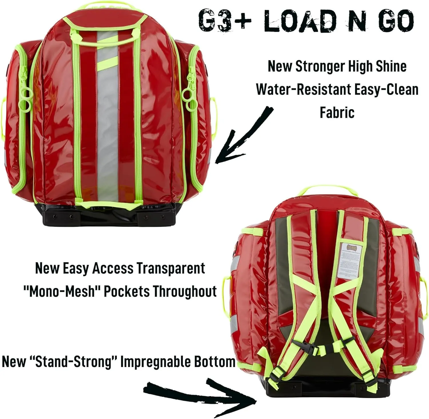 Statpacks New G3  Load N Go Red, EMT Medic Jump Bag, Quick Access Ambulance, EMS Bag for Firefighters, First Responders