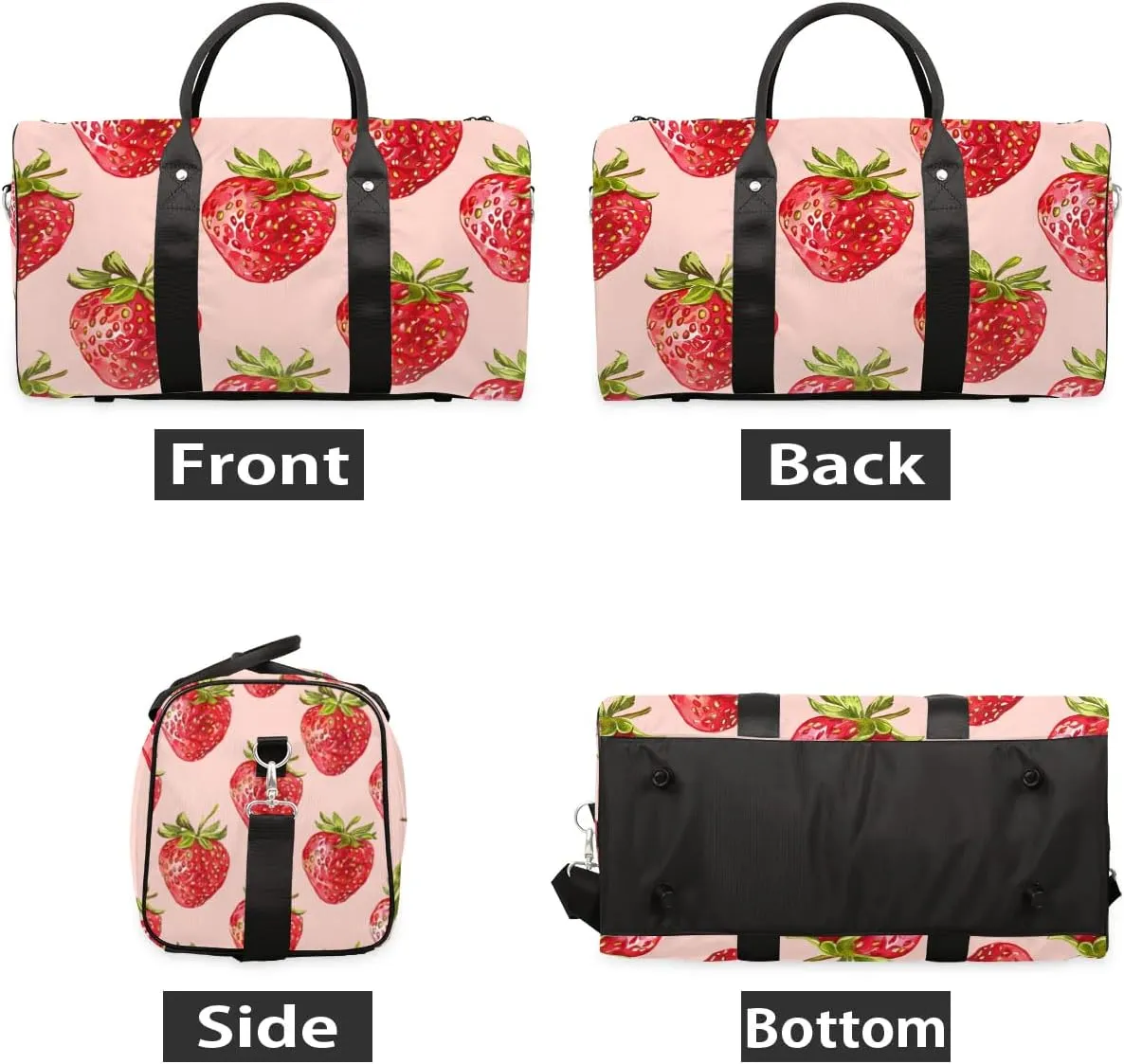 Strawberry Foldable Lightweight Duffle Bag for Travel - Waterproof Carry On Bags for Airplanes, Travel Duffel Bags for Gym, Weekend