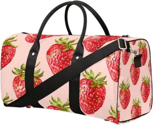 Strawberry Foldable Lightweight Duffle Bag for Travel - Waterproof Carry On Bags for Airplanes, Travel Duffel Bags for Gym, Weekend