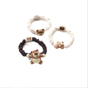 Stretchy Ponytail Holders 3Pcs Traceless Bear Hair Ring Ponytail Multi-Layer Rubber Band Hair Rope Meatball Head Rope