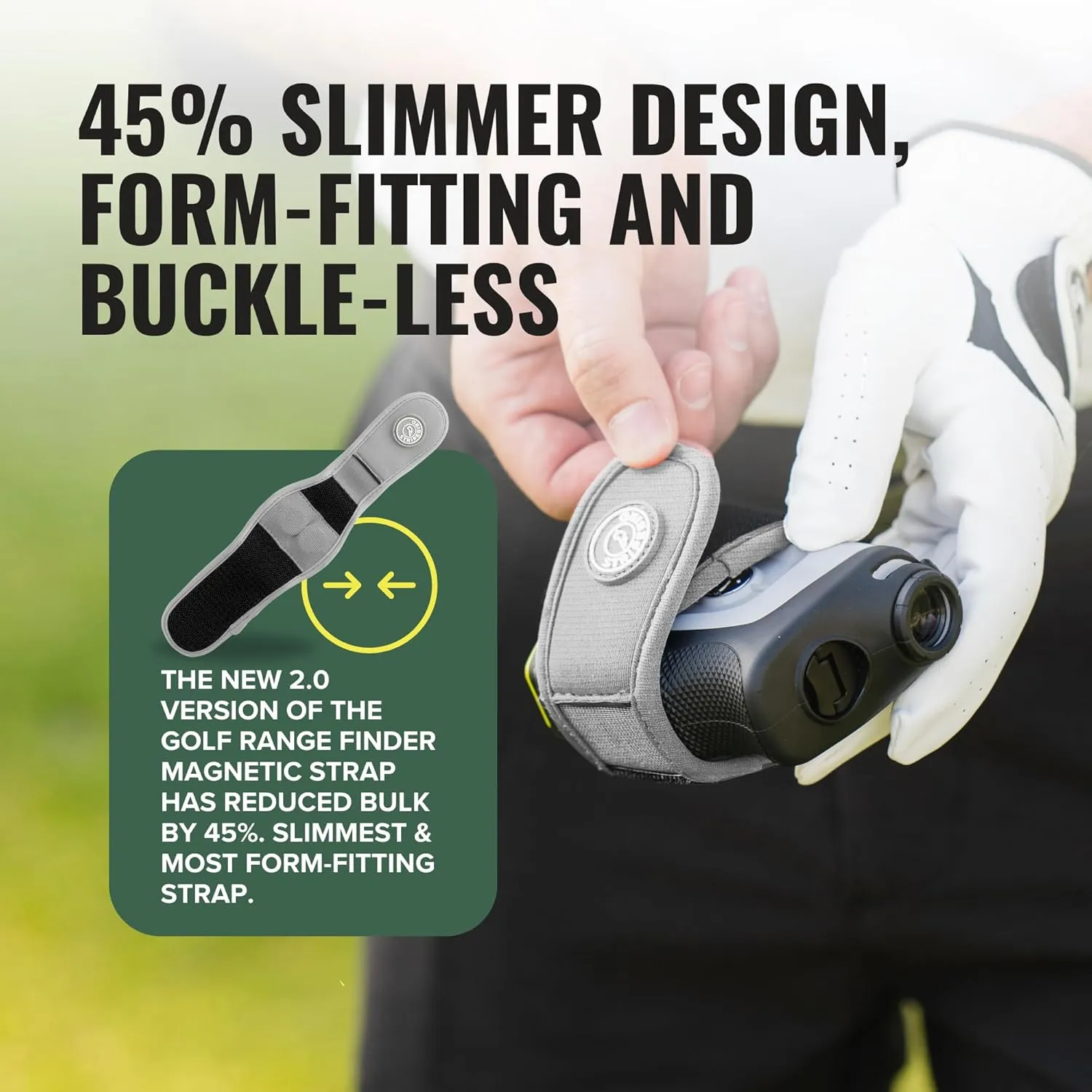 Stripebird 2.0 Slim Golf Rangefinder Magnetic Strap - Form Fitting, No Buckle, Range Finder