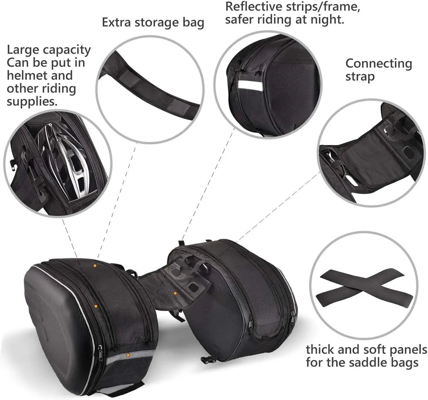 Suitable for Yam&aha Universal Motorcycle Saddle Bag Waterproof Large Capacity 36L-58L Travel Bag Suitcase Saddle Bag Raincoat Plastic(Black2)