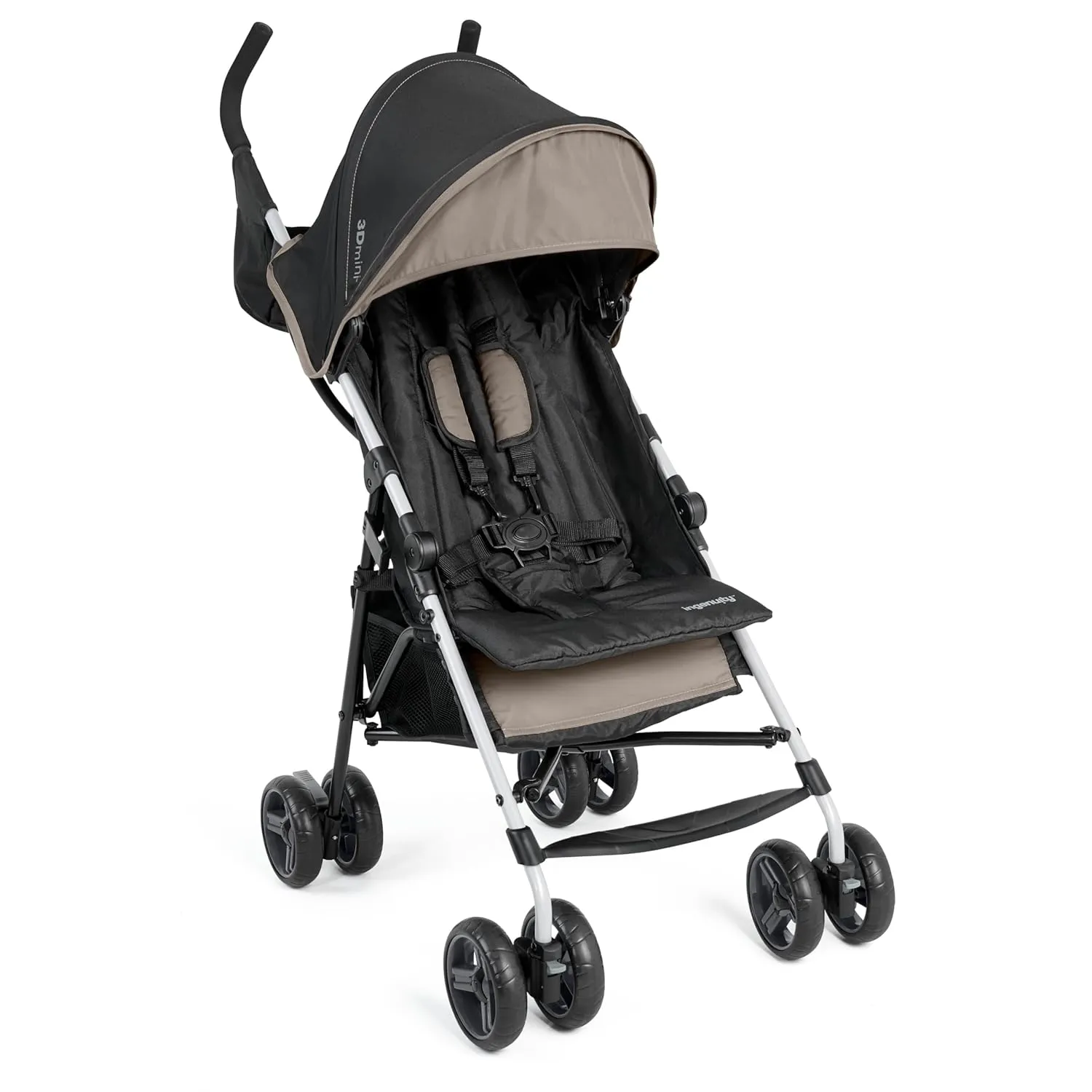 Summer by Ingenuity 3D Mini Convenience Stroller – Lightweight Stroller with Compact Fold, Multi-Position Recline, Canopy with Pop Out Sun Visor – Umbrella Stroller for Travel and More, Cashew Tan