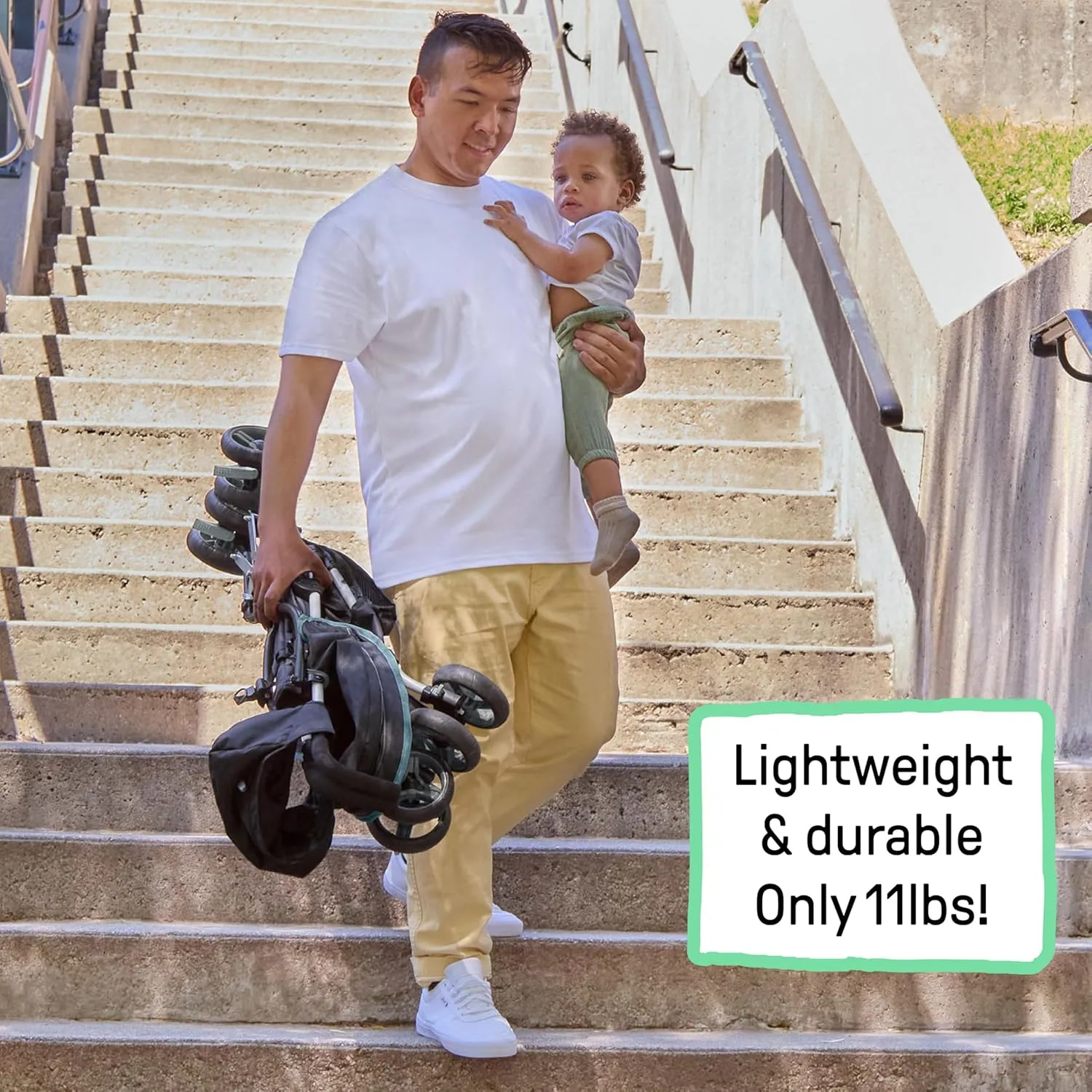 Summer by Ingenuity 3D Mini Convenience Stroller – Lightweight Stroller with Compact Fold, Multi-Position Recline, Canopy with Pop Out Sun Visor – Umbrella Stroller for Travel and More, Slate Grey