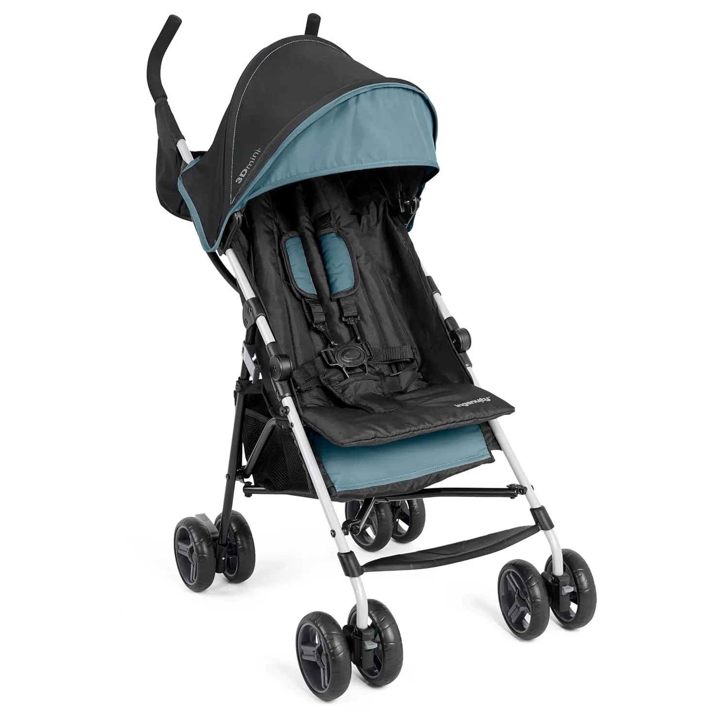 Summer by Ingenuity 3D Mini Convenience Stroller – Lightweight Stroller with Compact Fold, Multi-Position Recline, Canopy with Pop Out Sun Visor – Umbrella Stroller for Travel and More, Slate Grey