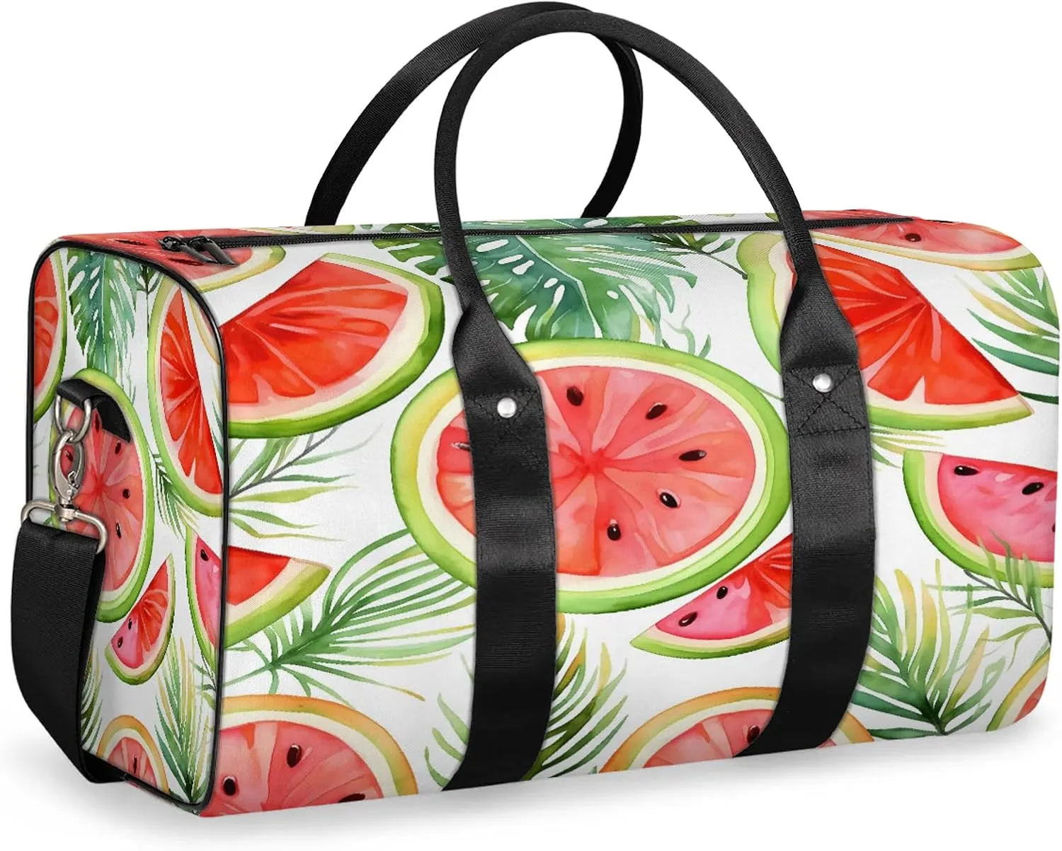 Summer Cartoon Fruit Watermelon Travel Duffle Bag, Sports Gym Bags for Women Men, Carry On Weekender Overnight Workout Airplane Trips Bag