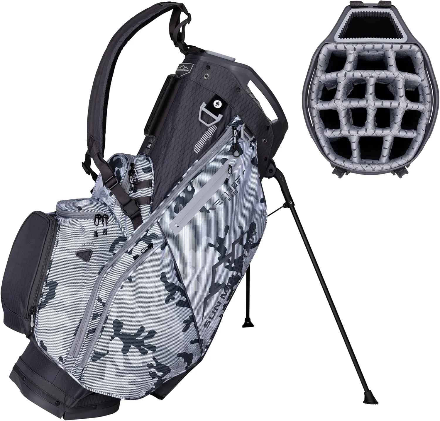 Sun Mountain 2025 C-130 Hybrid Golf Bag with 15 Full-Length Dividers and 9 Pockets for Ultimate Convenience - Lightweight Mens Golf Bag with a Cart-Friendly Base for Golf Carts