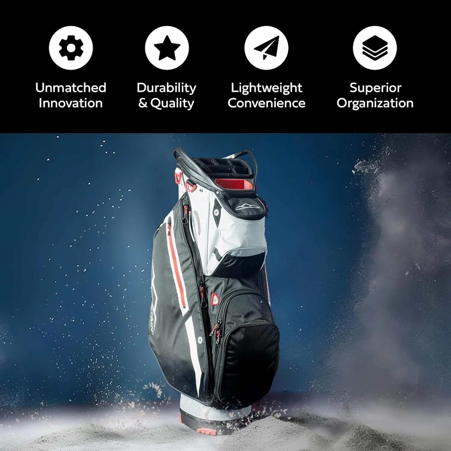 Sun Mountain 2025 C-130 Hybrid Golf Bag with 15 Full-Length Dividers and 9 Pockets for Ultimate Convenience - Lightweight Mens Golf Bag with a Cart-Friendly Base for Golf Carts