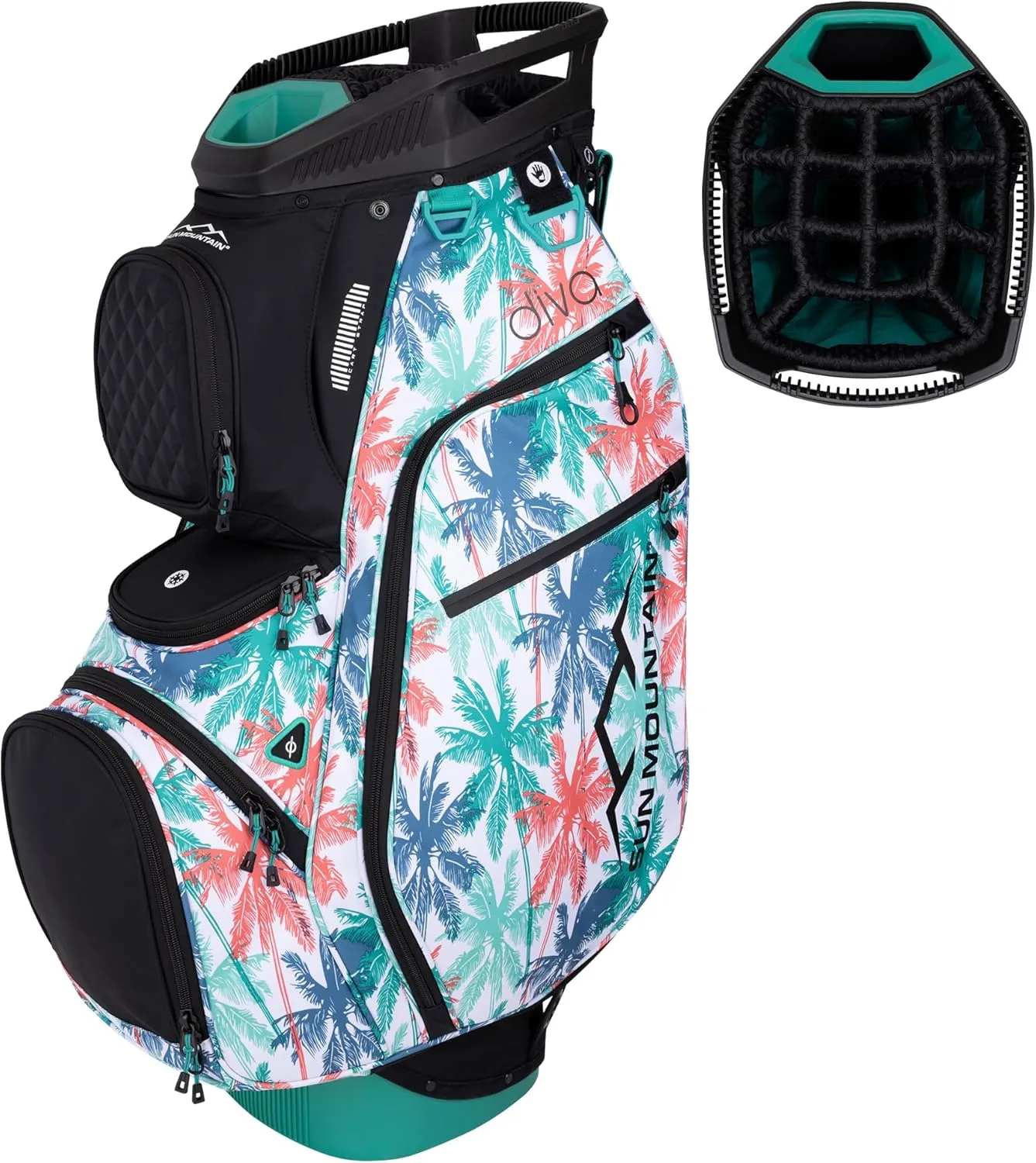 Sun Mountain 2025 Diva 14 Way Divider Golf Bag with 8 Spacious Pockets - Stylish Women's Lightweight Golf Cart Bag with Comfortable Carry Strap for a Seamless Golf Experience