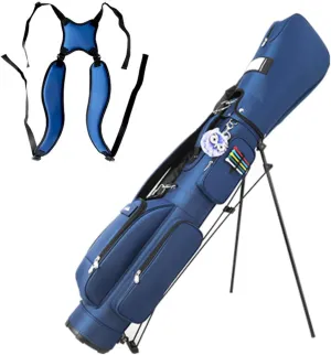 Sunday Golf Bag, 2 Way Dividers Golf Stand Bag with Shoulder Easy to Carry Fit Up to 11 Clubs, Small Pitch n Putt Golf Bag with Rain Cover (Blue)