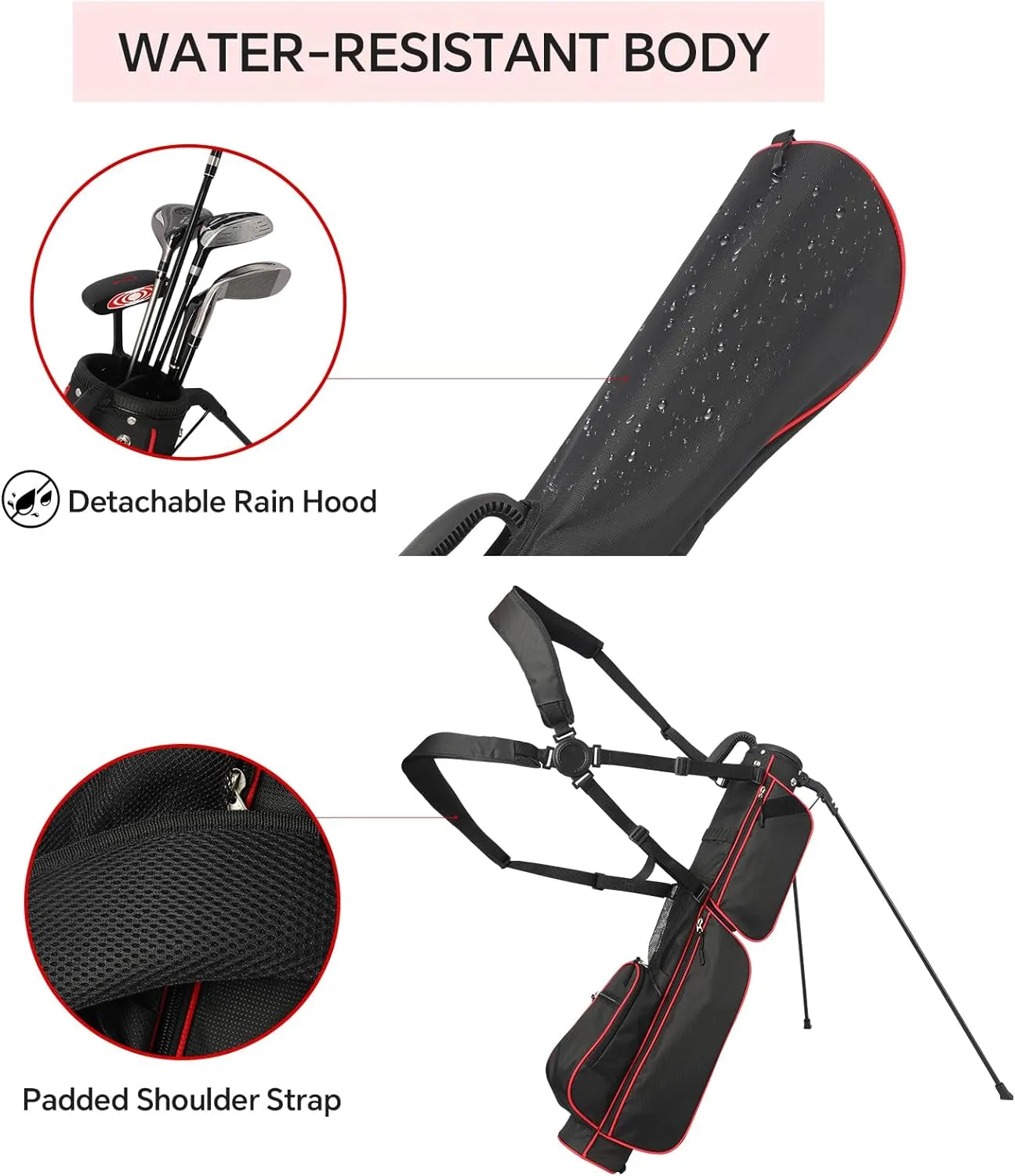 Sunday Golf Bag- 2 Way Lightweight Golf Stand Bag - Easy Carry and Durable Pitch N Putt Golf Bag for the Driving Range, Par 3 and Executive Courses