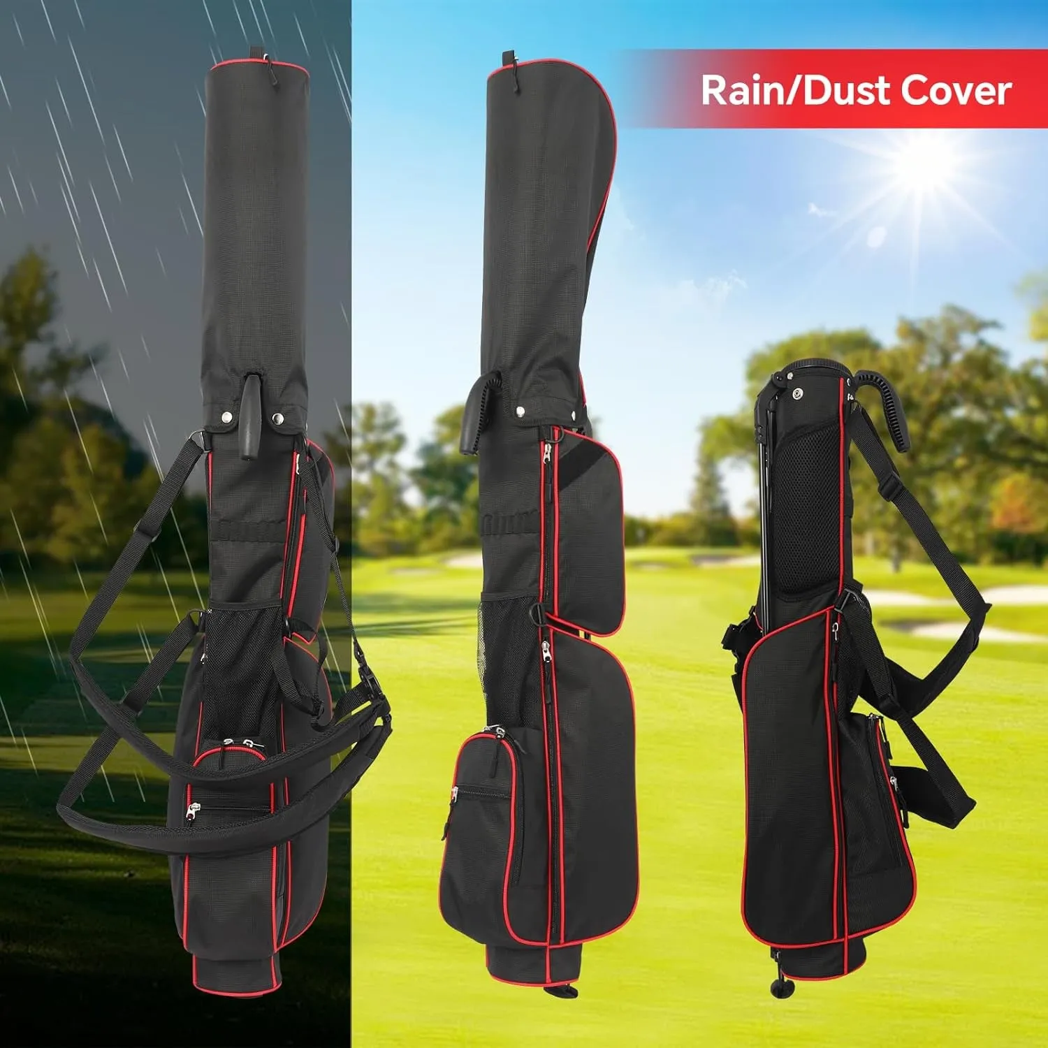 Sunday Golf Bag- 2 Way Lightweight Golf Stand Bag - Easy Carry and Durable Pitch N Putt Golf Bag for the Driving Range, Par 3 and Executive Courses