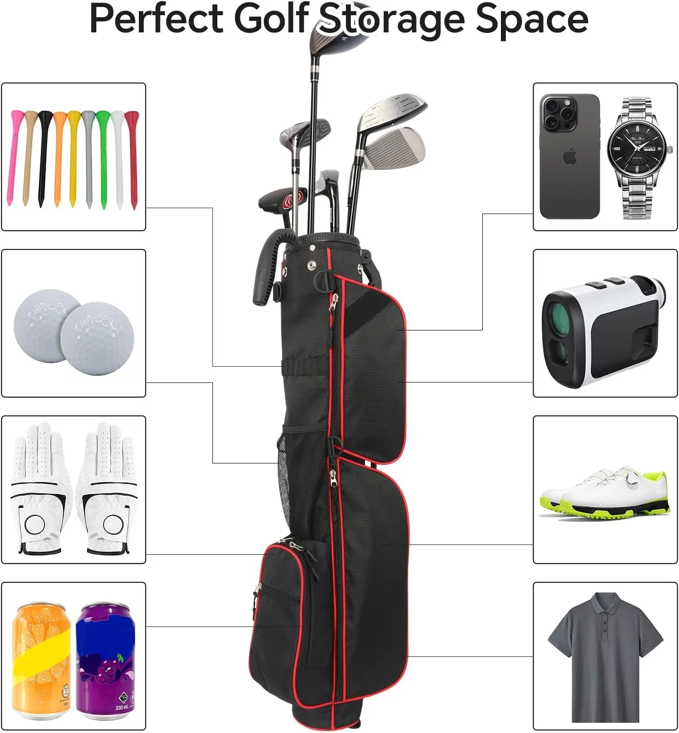 Sunday Golf Bag- 2 Way Lightweight Golf Stand Bag - Easy Carry and Durable Pitch N Putt Golf Bag for the Driving Range, Par 3 and Executive Courses