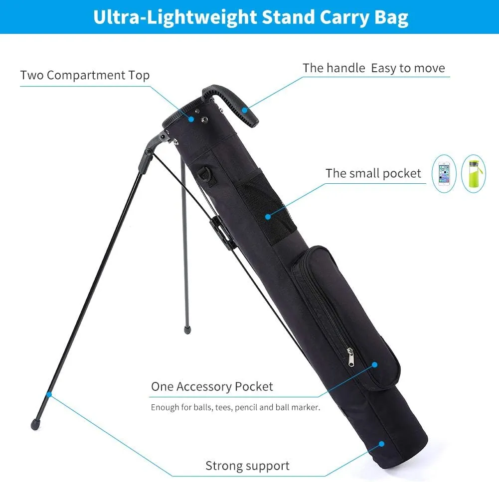 Sunday Golf Bag, Lightweight Golf Club Bags with Stand and Strap, Pitch and Putt Golf Bag 2 Way Driver Golf Bags, Golf Gifts for Men