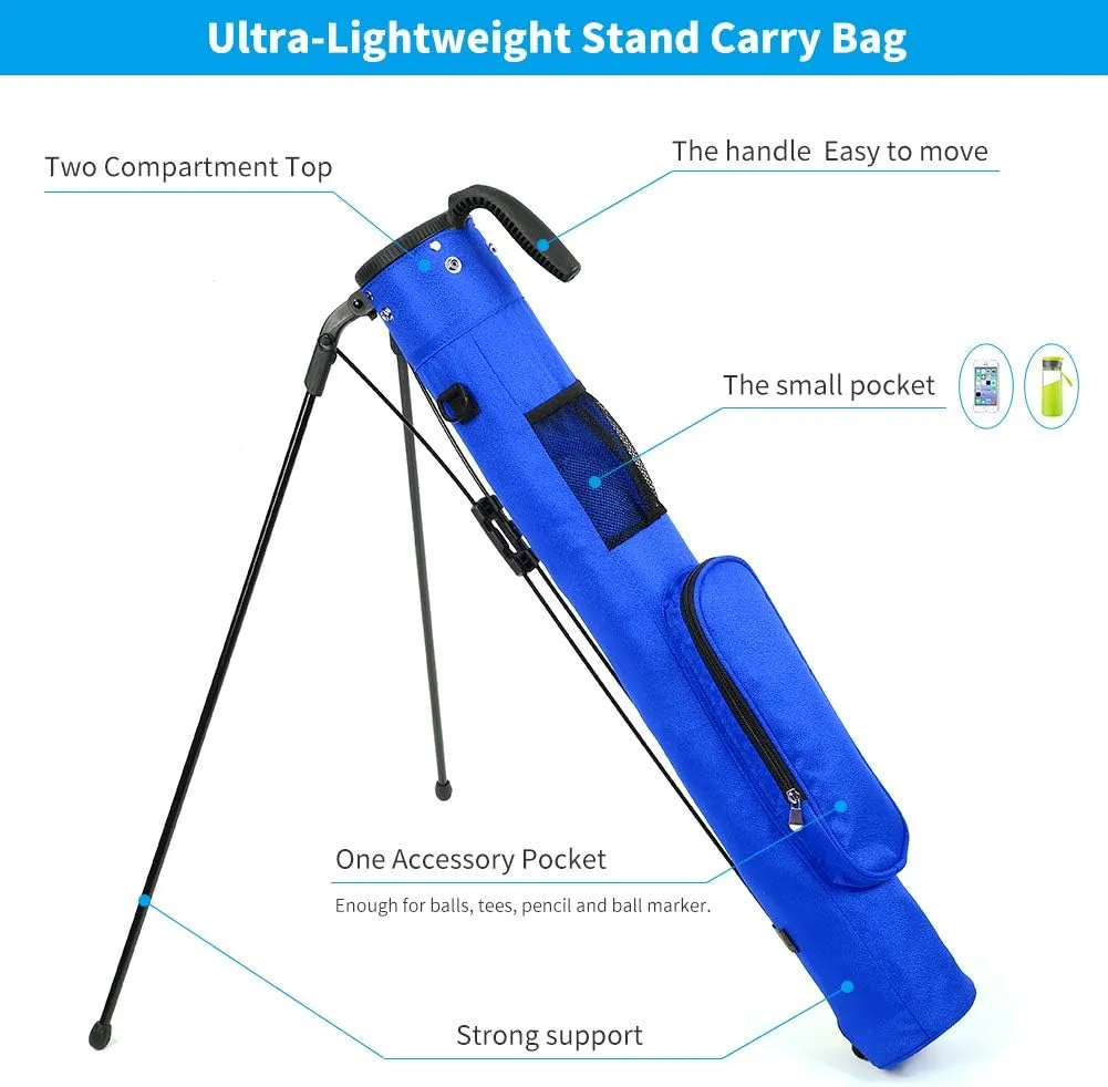 Sunday Golf Bag, Lightweight Golf Club Bags with Stand and Strap, Pitch and Putt Golf Bag 2 Way Driver Golf Bags, Golf Gifts for Men