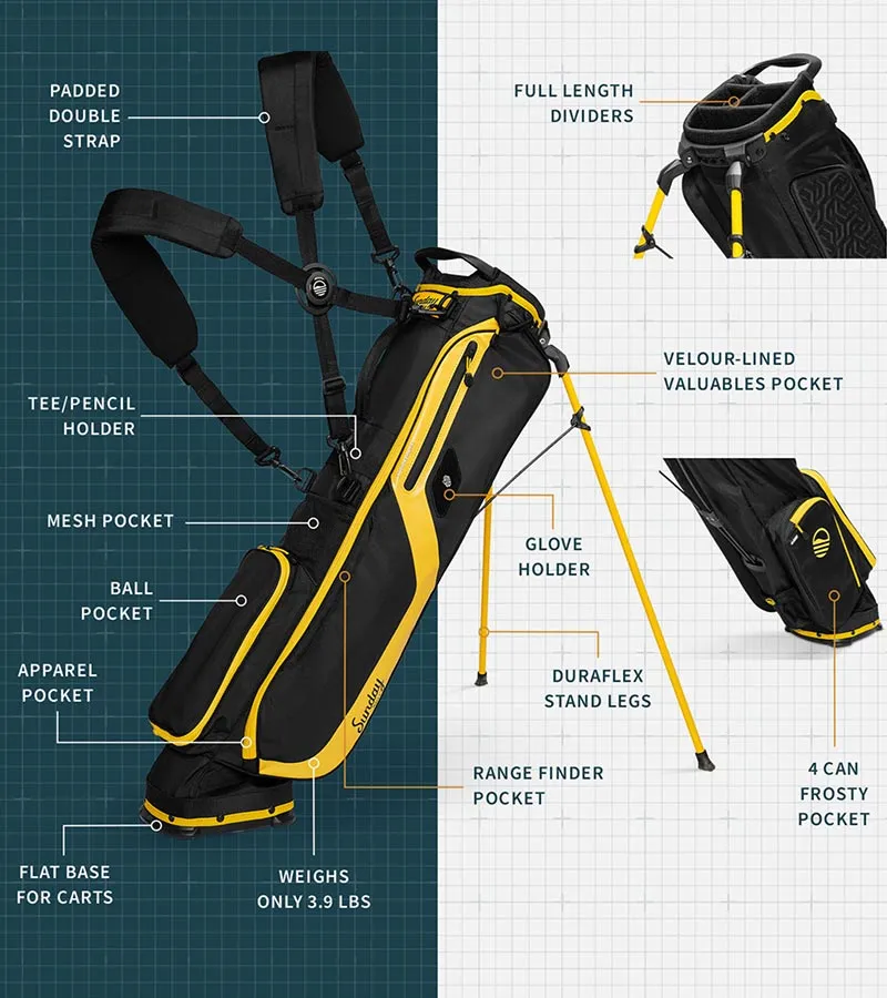 Sunday Golf El Camino Stand Golf Bag - Black & Yellow