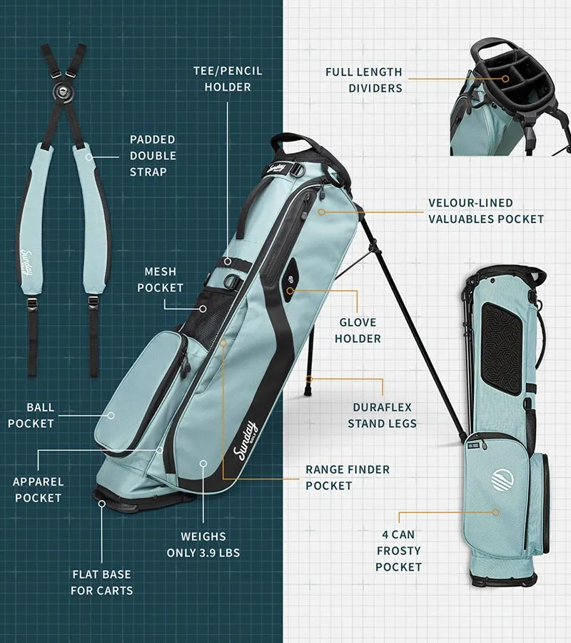 Sunday Golf El Camino Stand Golf Bag - Seafoam
