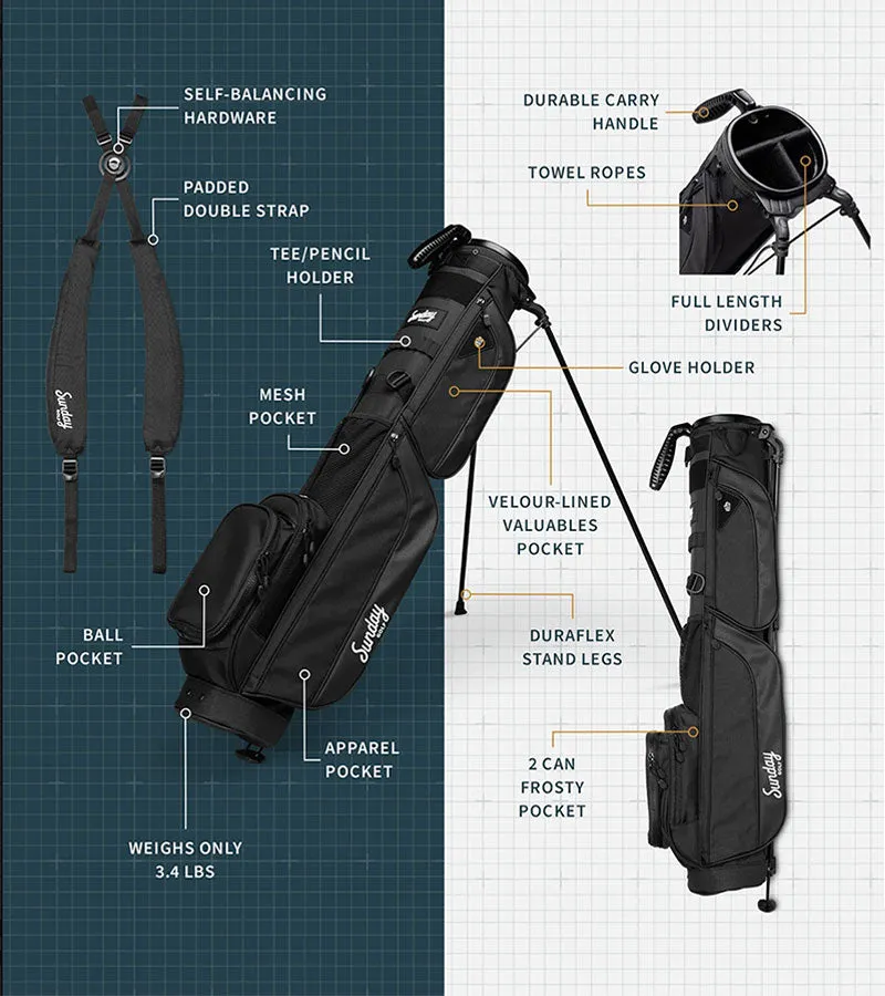 Sunday Golf Loma XL Carry Golf Bag  - Matte Black