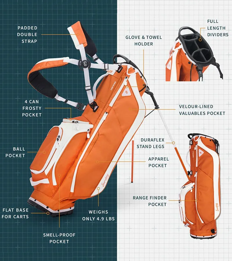 Sunday Golf Ryder Full Size Stand Golf Bag - Burnt Orange