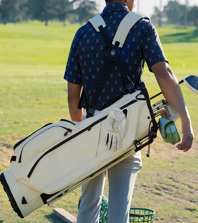 Sunday Golf Ryder S-Class Full Size Stand Golf Bag - Cream Vegan Leather